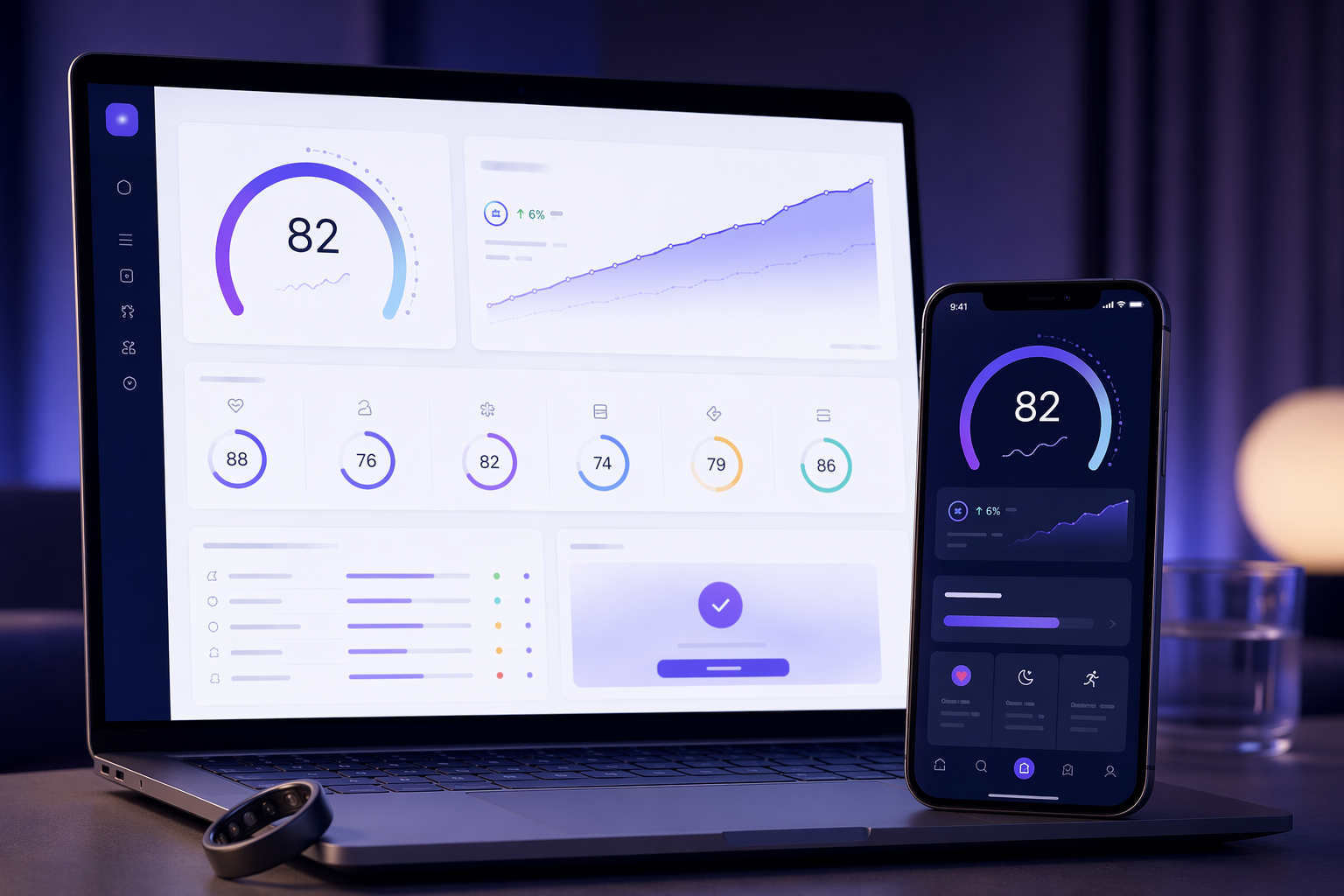 Illustration of the TwinMe platform on desktop and phone